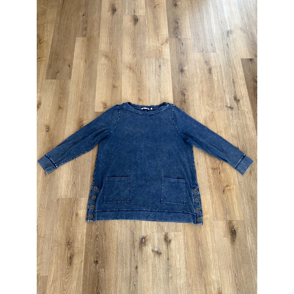 Soft Surroundings Denim-Blue Tunic with Side Button Detail